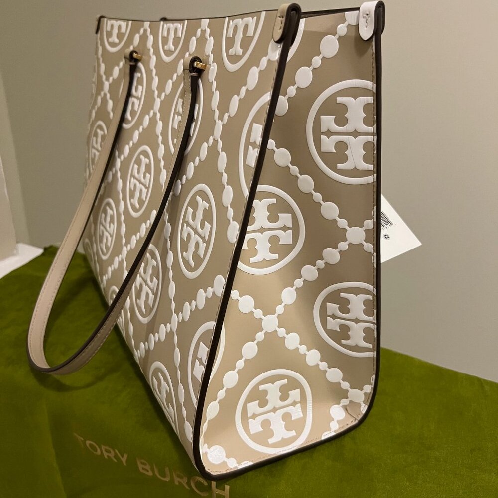 TORY BURCH T Monogram Contrast Embossed Tote (NWT) - Picture 3 of 10
